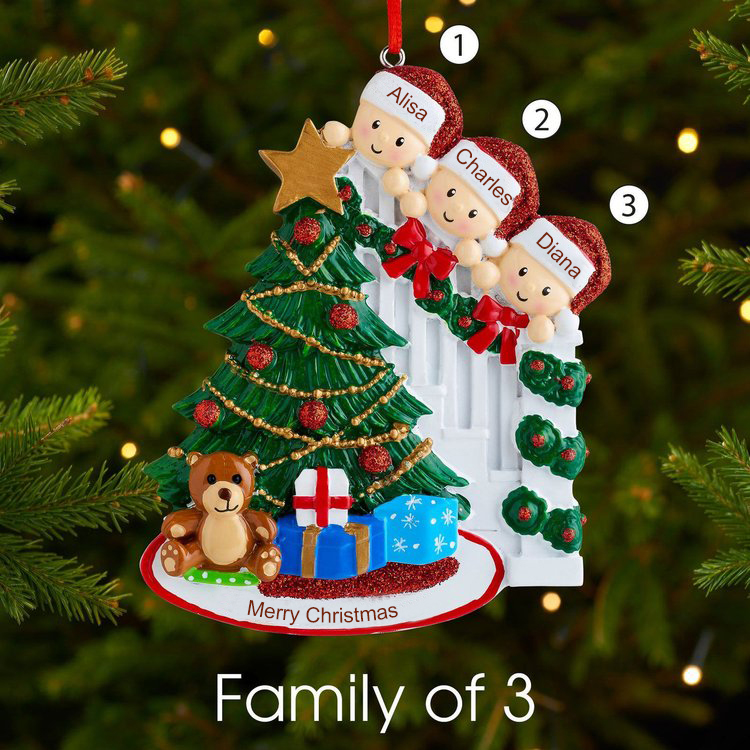 Personalized Family Christmas Ornament Custom 3 Names Hanging Ornament Gifts For Family