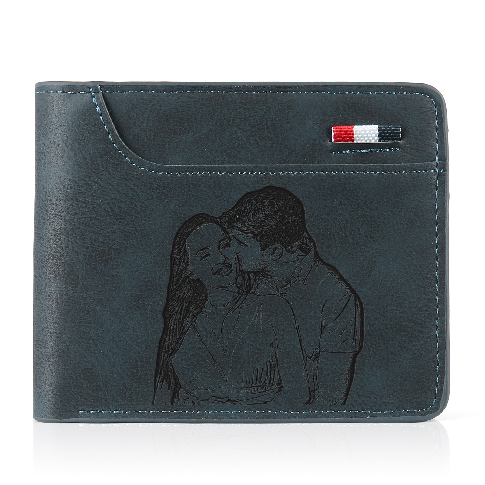 Personalized Monogram Wallet Custom Photo & Name & Letter Men's Leather Wallet Father's Day Gifts for Him