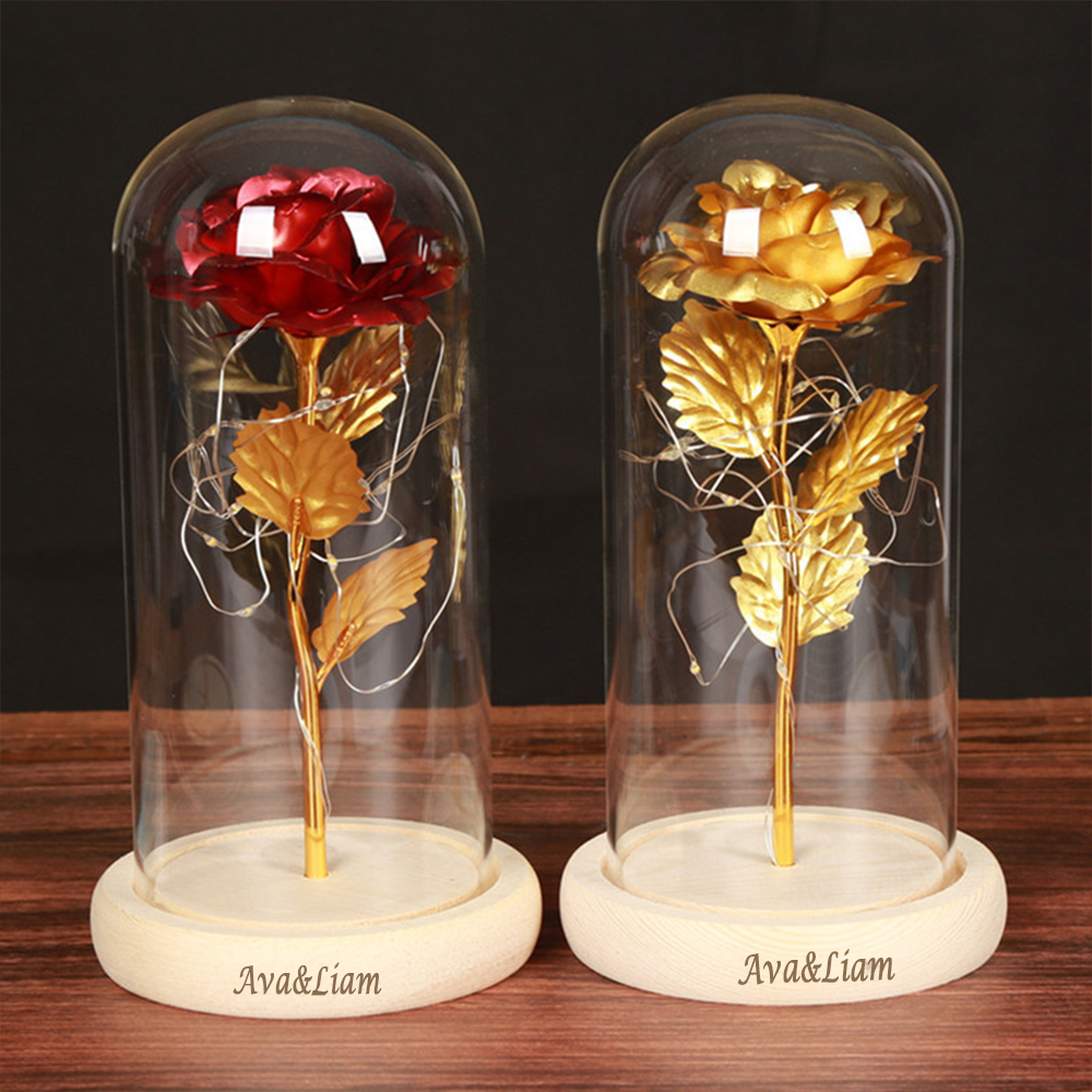 Enchanted Rose Night light Custom Text Eternity Rose LED Lamp Romantic Gift