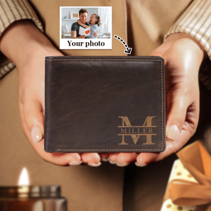 Men Wallet Personalized Monogram Genuine Leather Wallet Father's Day Gift-Lorajewel