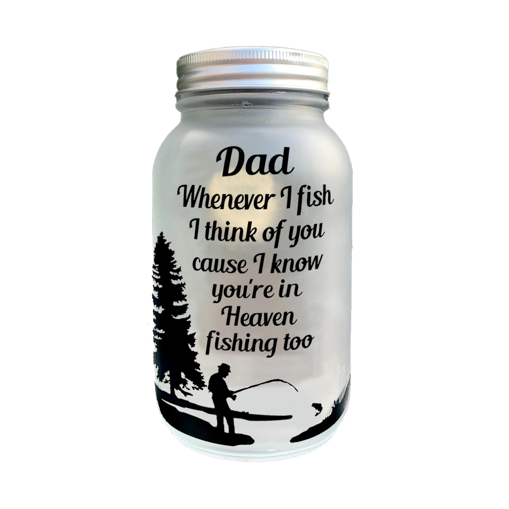 Memorial Mason Jar Night Light I Know You're in Heaven Fishing Too Led Lamp