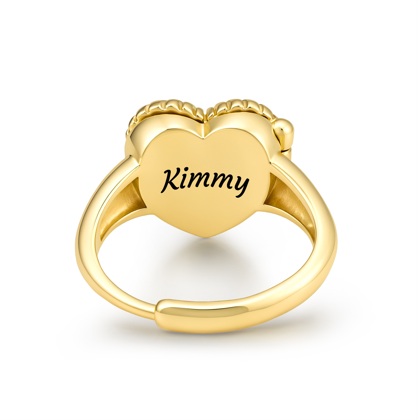 Personalized Adjustable Heart Birthstone Photo Locket Ring for Women