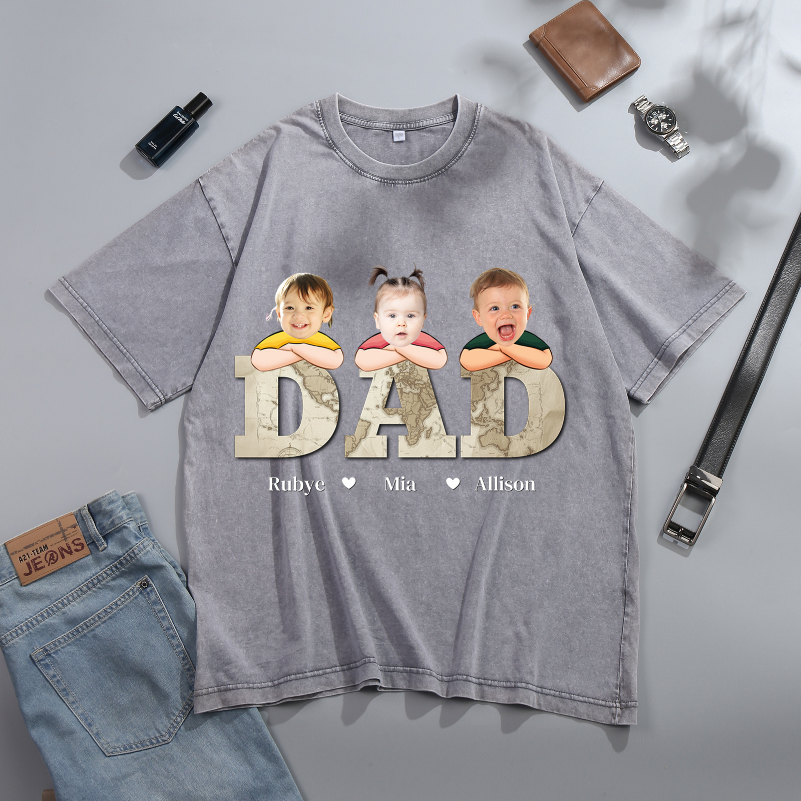 1-10 Names Personalized Dad T-Shirt - Custom Father's Day Gift | Jesse