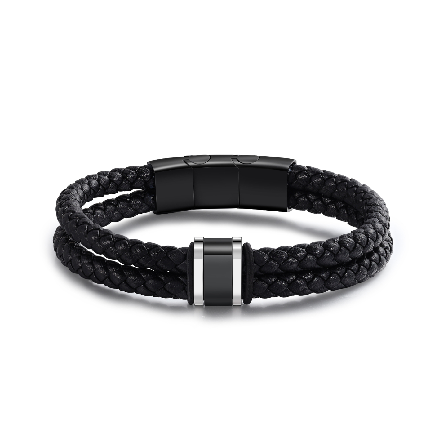 1 Name - Men's Leather Bracelet Custom Names Beaded Bracelet Adjustable Personalized Gift for Him