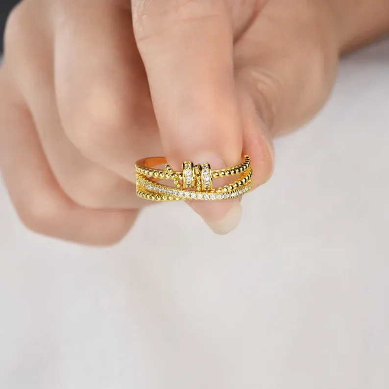 To My Daughter-S925 Spinning Bead Fidget Ring Gifts For Daughter