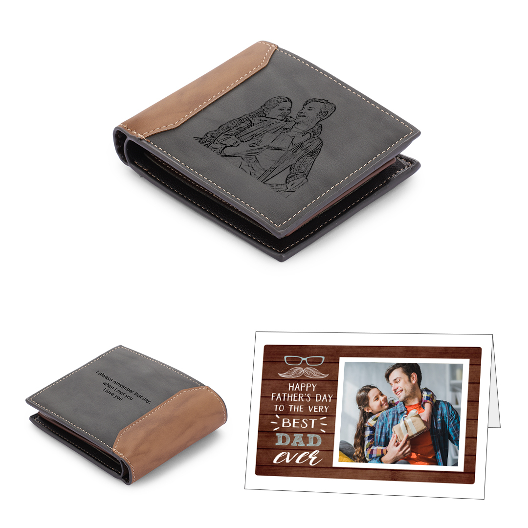 Personalized Men's Photo Wallet with Custom Photo Gift Card Father's Gifts