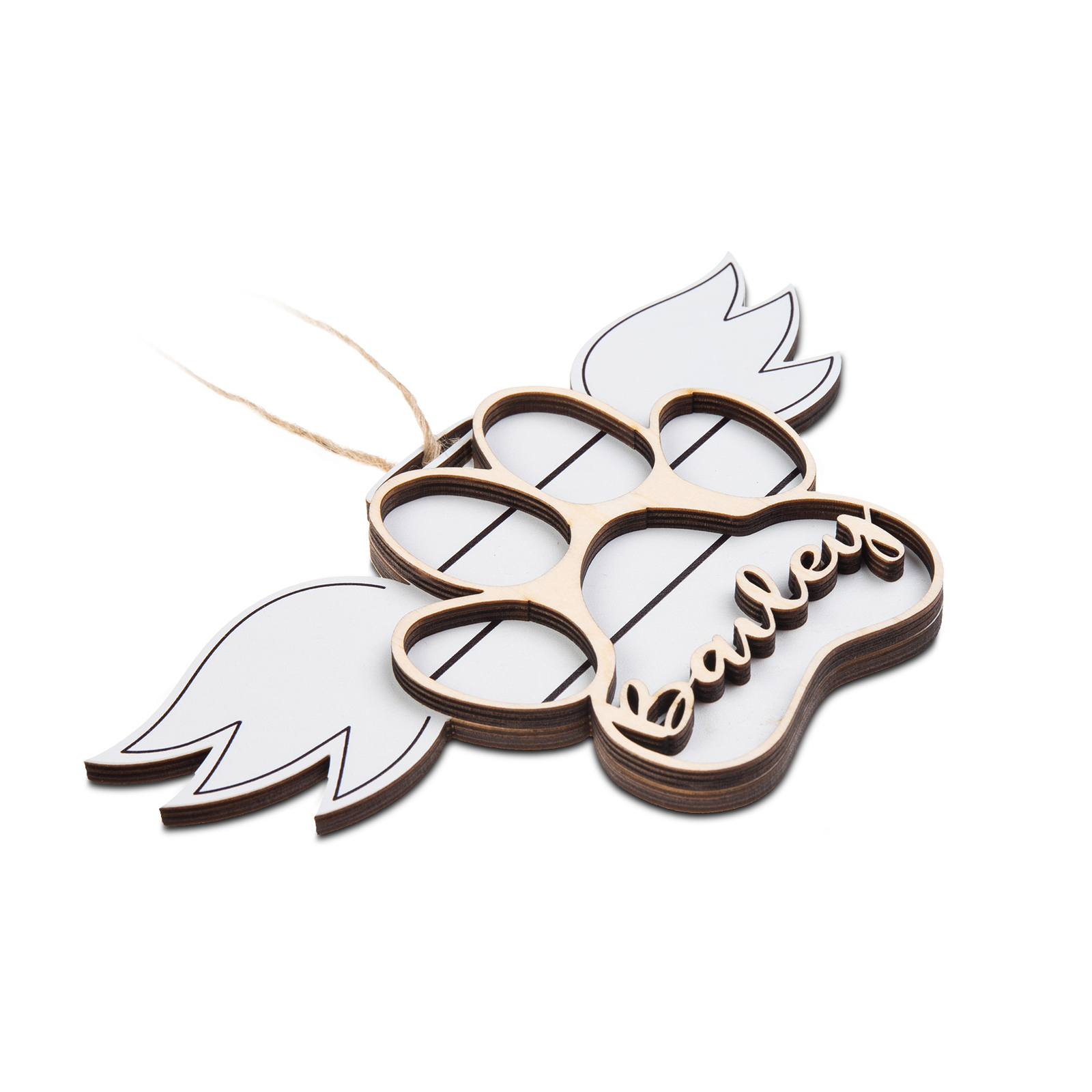 Personalized Dog Paw Christmas Ornament Angel Wings Hanging Ornament