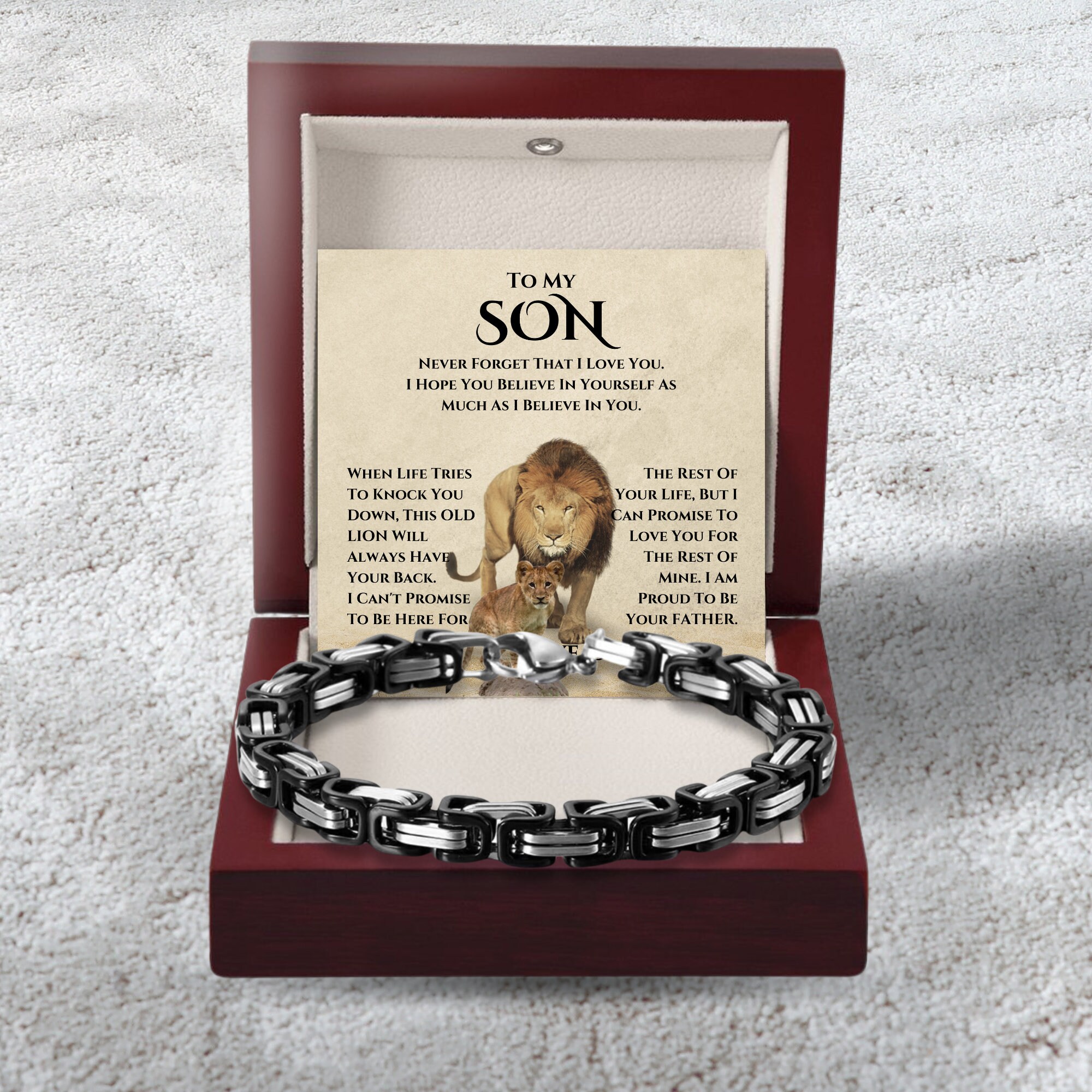 To My Son Cuban Link Bracelet Stainless Steel Bracelet Dad to Son Warm Gift - I Am Proud Of Your Father