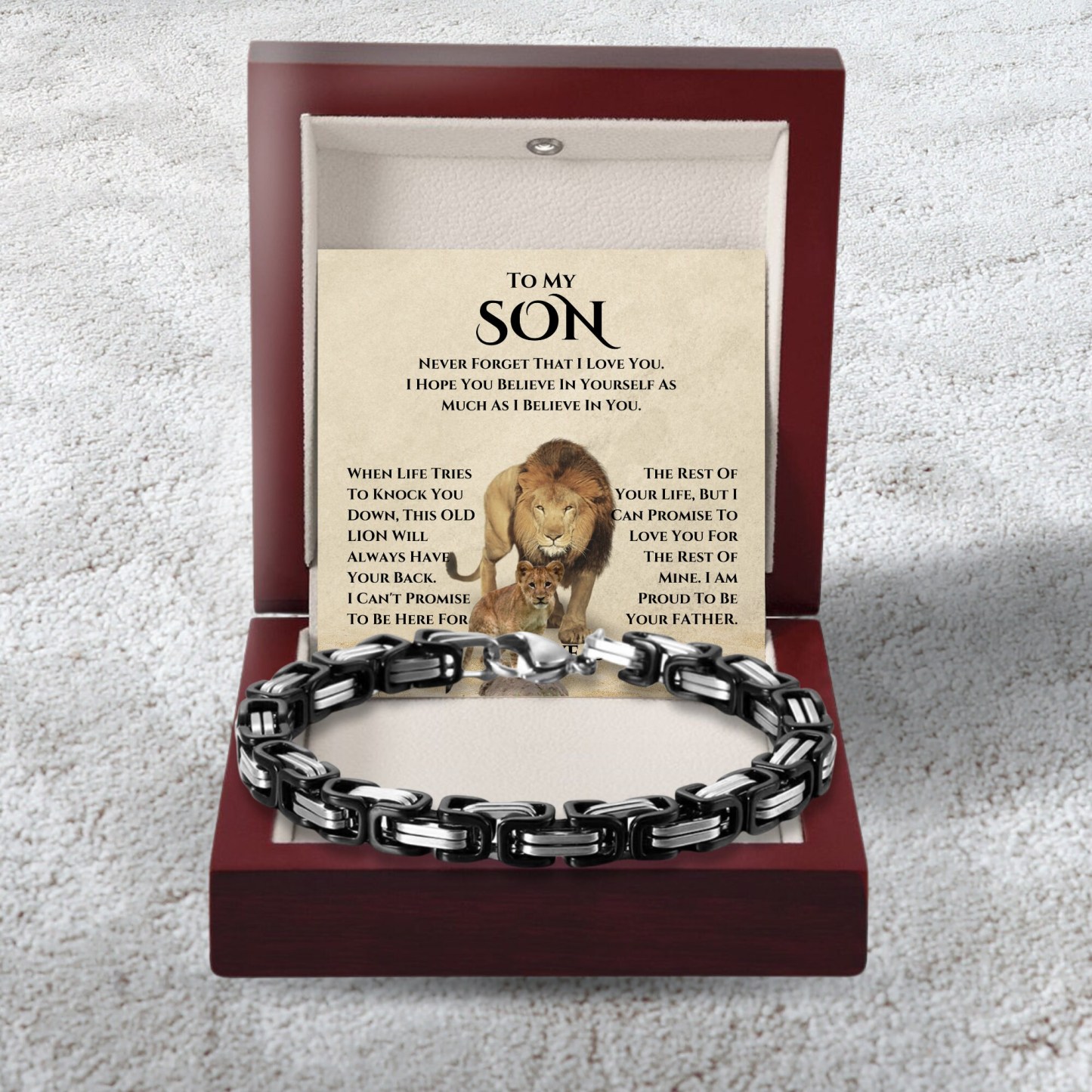 To My Son Cuban Link Bracelet Stainless Steel Bracelet Dad to Son Warm Gift - I Am Proud Of Your Father