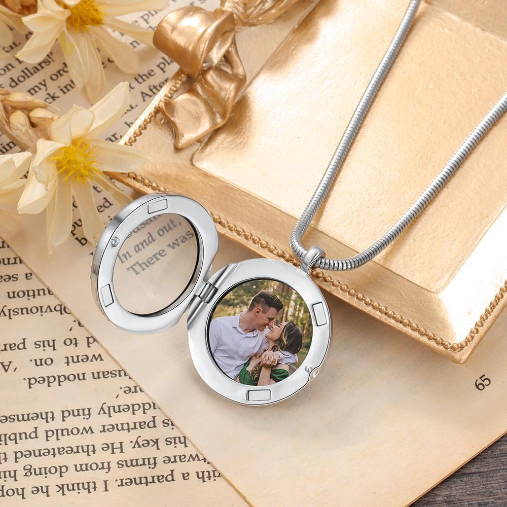 Custom Photo Locket Necklace Pendant  with Engraving Personalized Gift