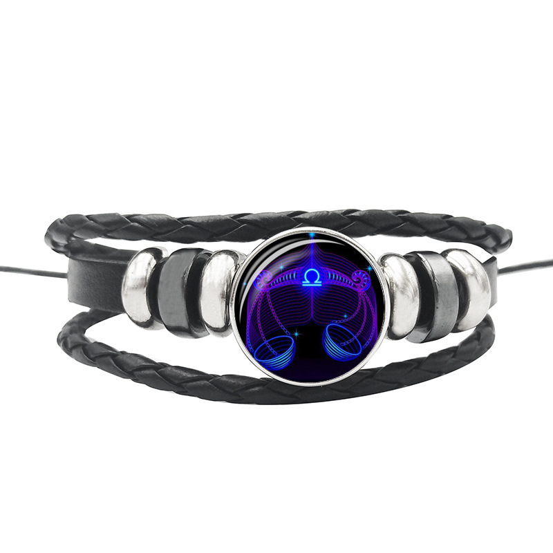 Leather Braided Bracelet Constellation Bracelet Black Multi-layered Bracelets for Family Friends
