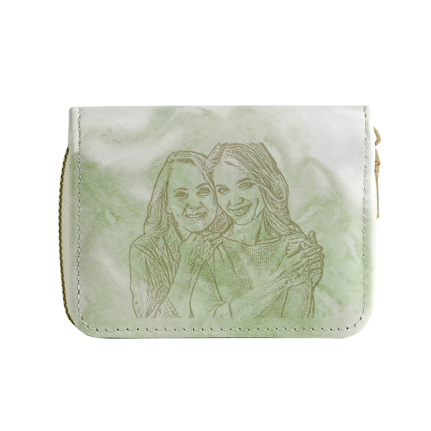 Personalized Women's Leather Wallet Custom Photo & Text Zipper Wallet Accordion Wallet Gift for Her