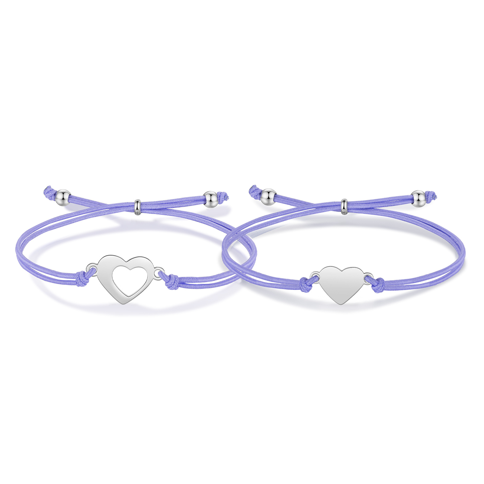 2 Pcs Heart Bracelet Set Custom 2 Names Adjustable Bracelets Back to School Gifts for Daughter Granddaughter
