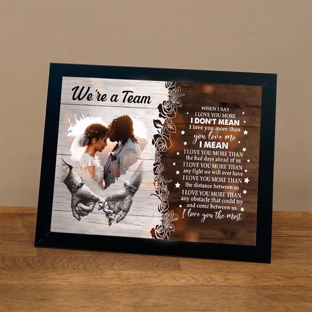 We're A Team Photo Frame for Couple Personalized LED Light Shadow Box