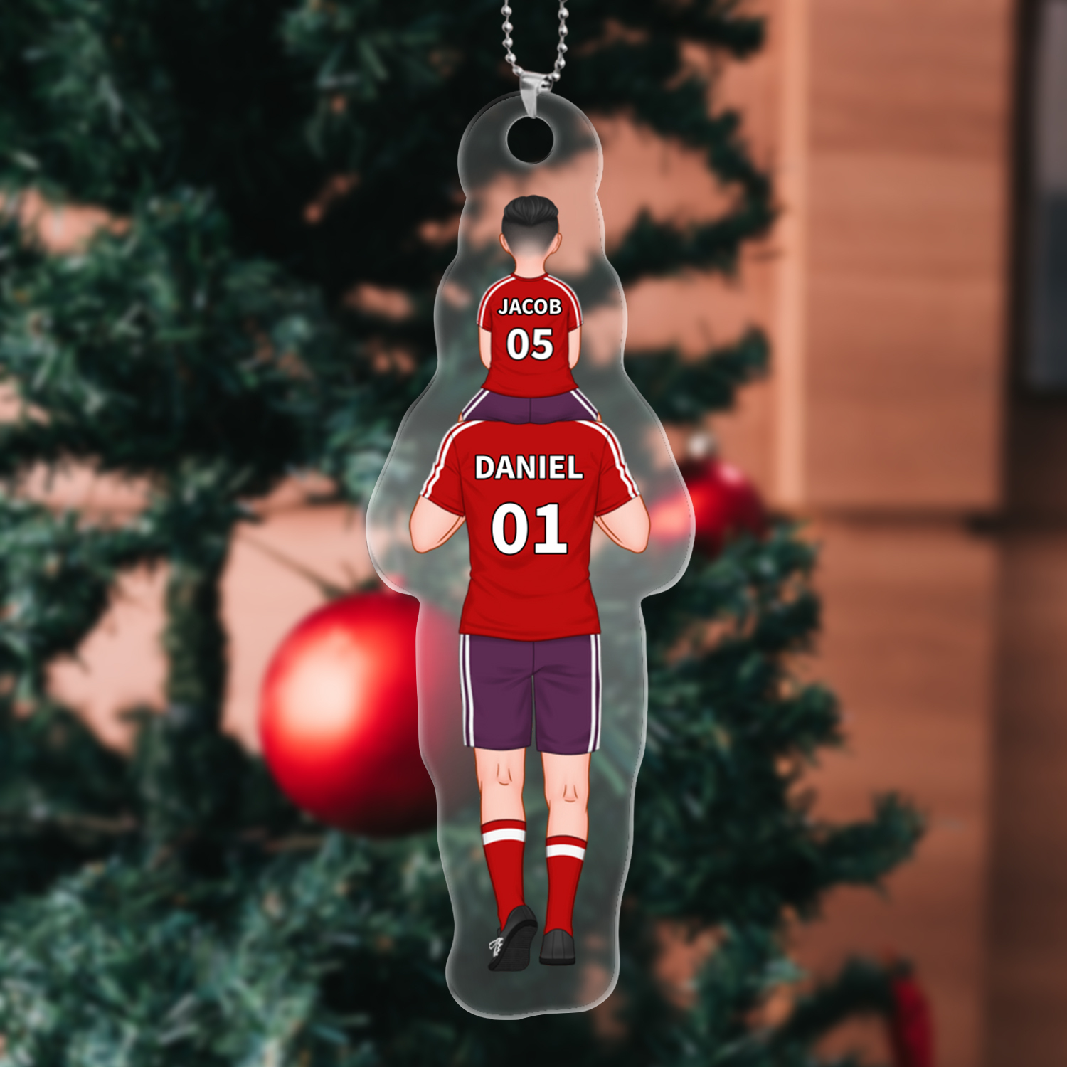 Personalized 2–4 Names Soccer Family Keychain Custom Football Hanging Ornament Gift for Dad Grandpa