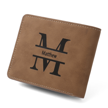 Personalized Monogram Wallet Custom Photo & Name & Letter Men's Leather Wallet Father's Day Gifts for Him