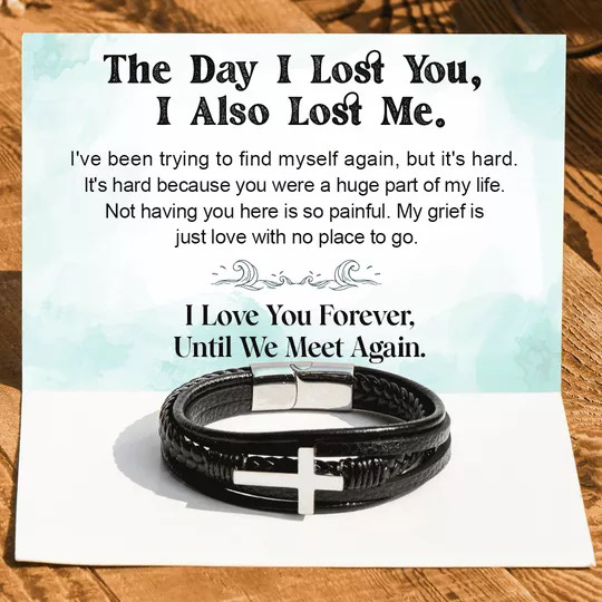 Mens Braided Leather Cross Bracelets with Magnetic Clasp Memorial Gifts for Him