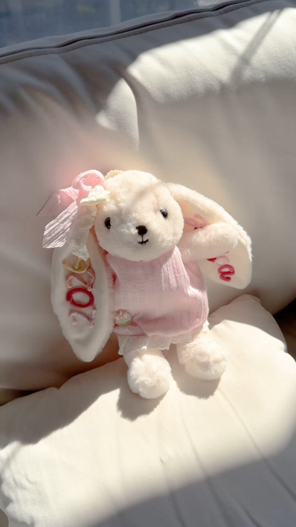 Personalized Pink Bunny Plush Doll Keepsake Gift for Kids