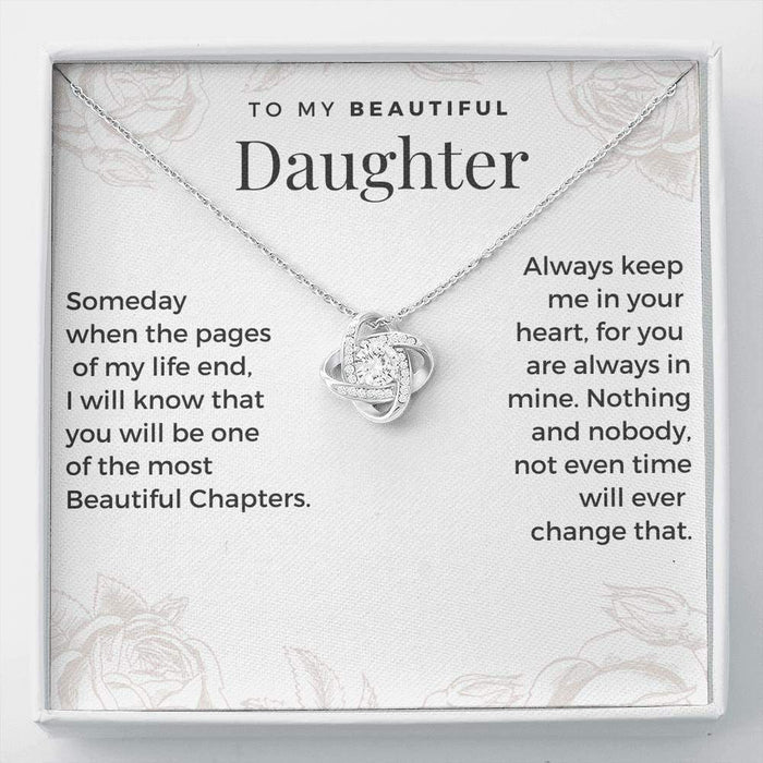 To My Beautiful Daughter Love Knot Necklace "Always Keep Me in Your Heart" Gifts For Daughter