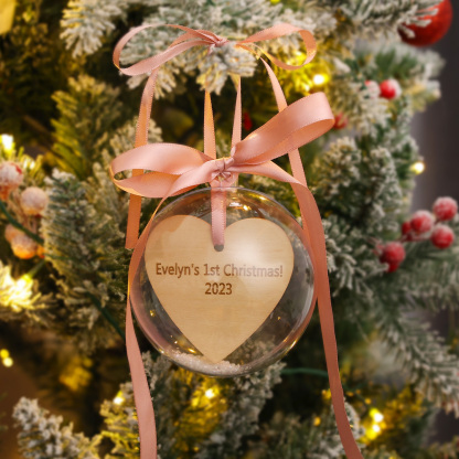 Personalized Heart Ball Ornament Custom 1st Christmas Bauble Gifts