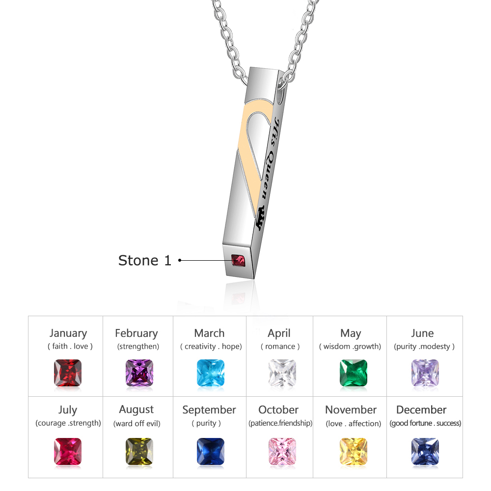 Heart Bar Necklace for Women Personalized Name and Birthstone Vertical Necklace 