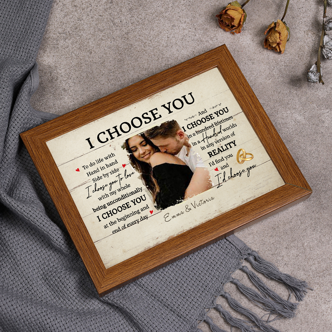 Couple Photo Frame Personalized Names I Choose You LED Light Shadow Box Romantic Gifts