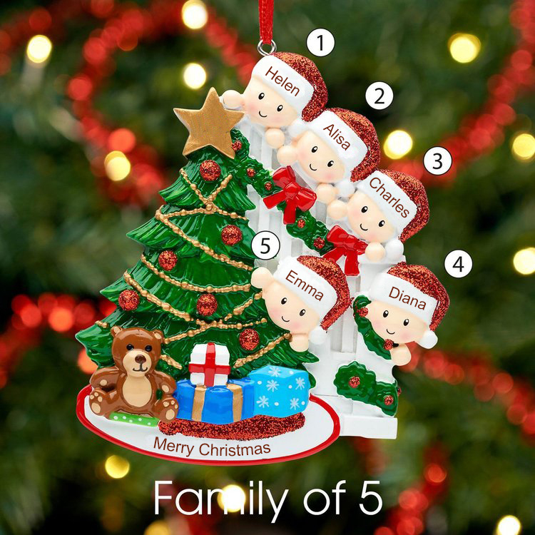 Personalized Family Christmas Ornament Custom 7 Names Hanging Ornament Gifts For Family