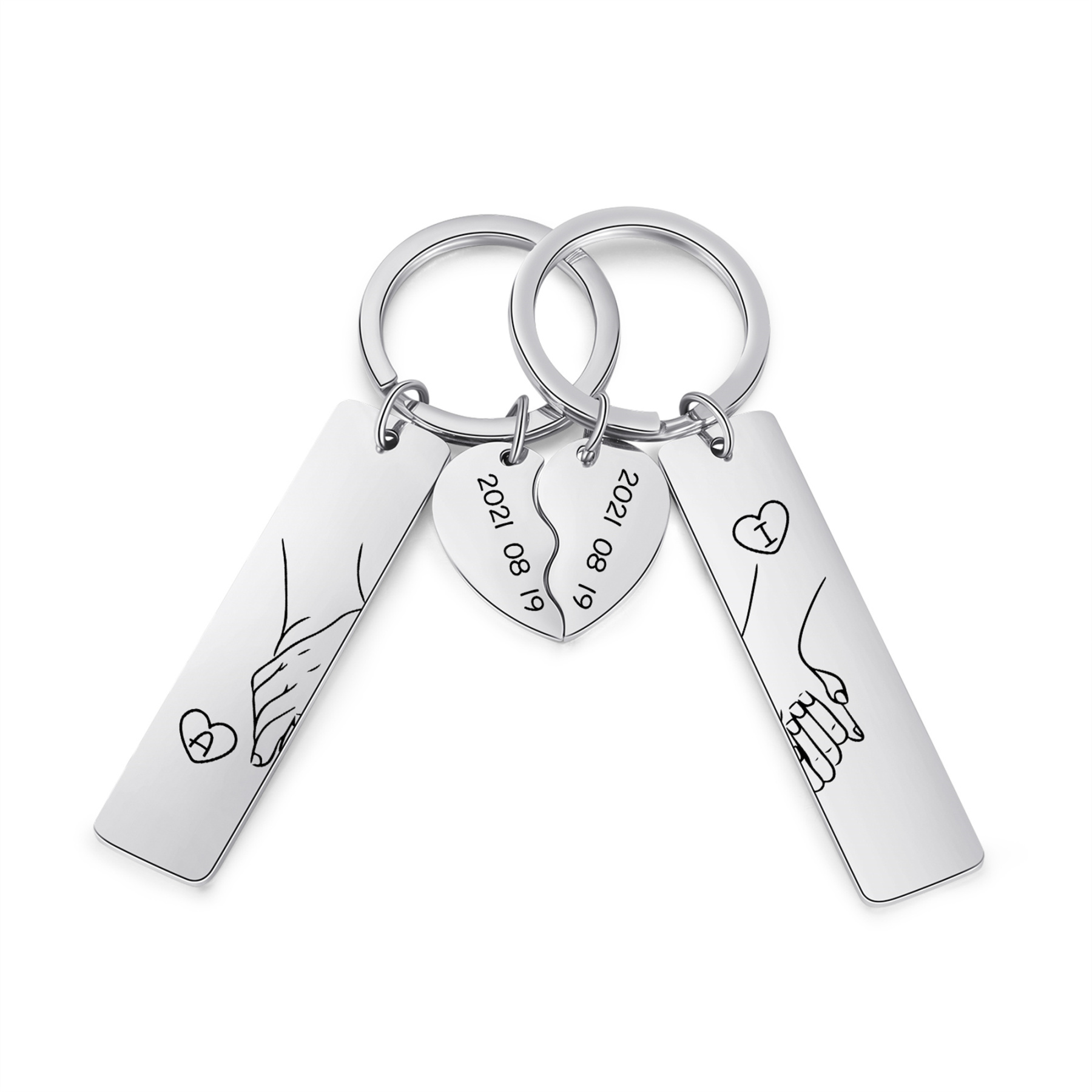 Personalized Gift Set for Couples Custom Photo Music Magnet Heart Keychain