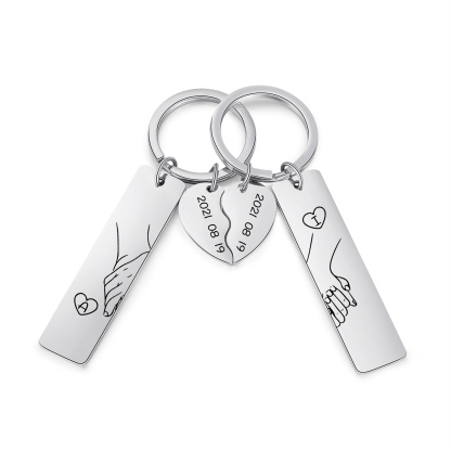 Personalized Gift Set for Couples Custom Photo Music Magnet Heart Keychain