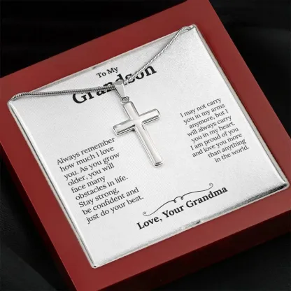 Confirmation Gift To My Grandson - S925 Cross Necklace "I'm proud of you" for Grandson