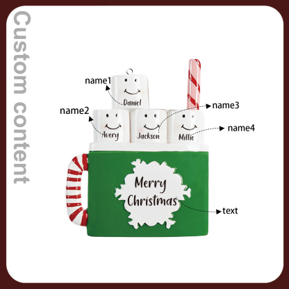 4 Names - Personalized Xmas Ornament Custom Name & Text Christmas Tree Wooden Decor Gift for Family Friends