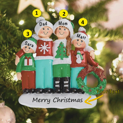 Personalized Family Christmas Ornament Custom 5 Names Hanging Ornament Gifts For Family