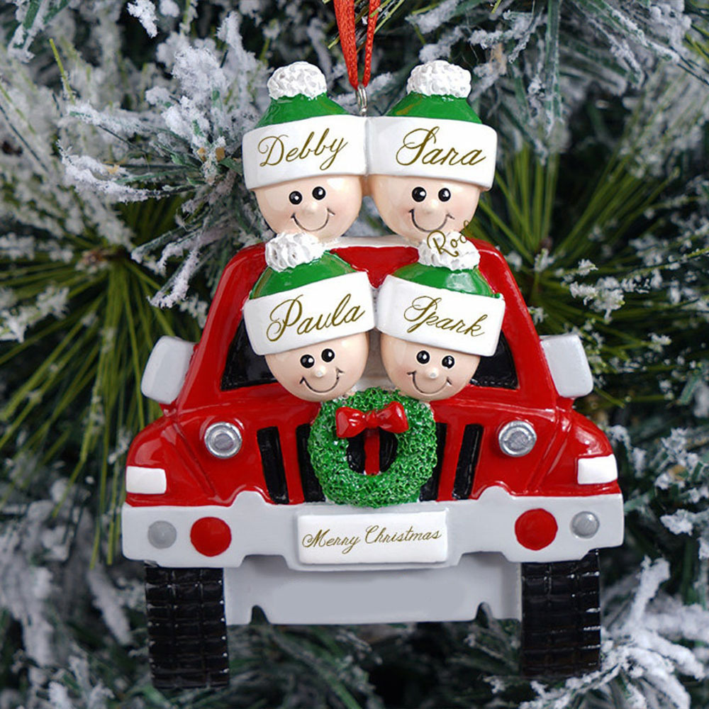 Personalized Family Car Christmas Tree Ornament with 3 Names Xmas Ornaments