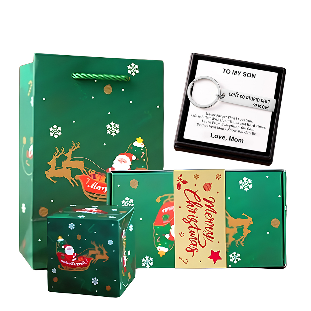 Don't Do Stupid Funny Keychain Surprise Gift Box Set for Son and Daughter