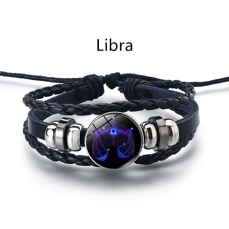 Leather Braided Bracelet Constellation Bracelet Black Multi-layered Bracelets for Family Friends