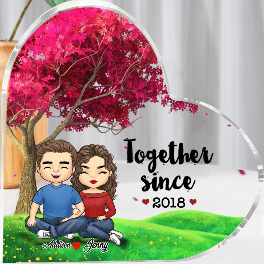 Personalized Acrylic Heart Keepsake Custom 2 Names & Year Ornament Valentine's Day Gifts for Couples