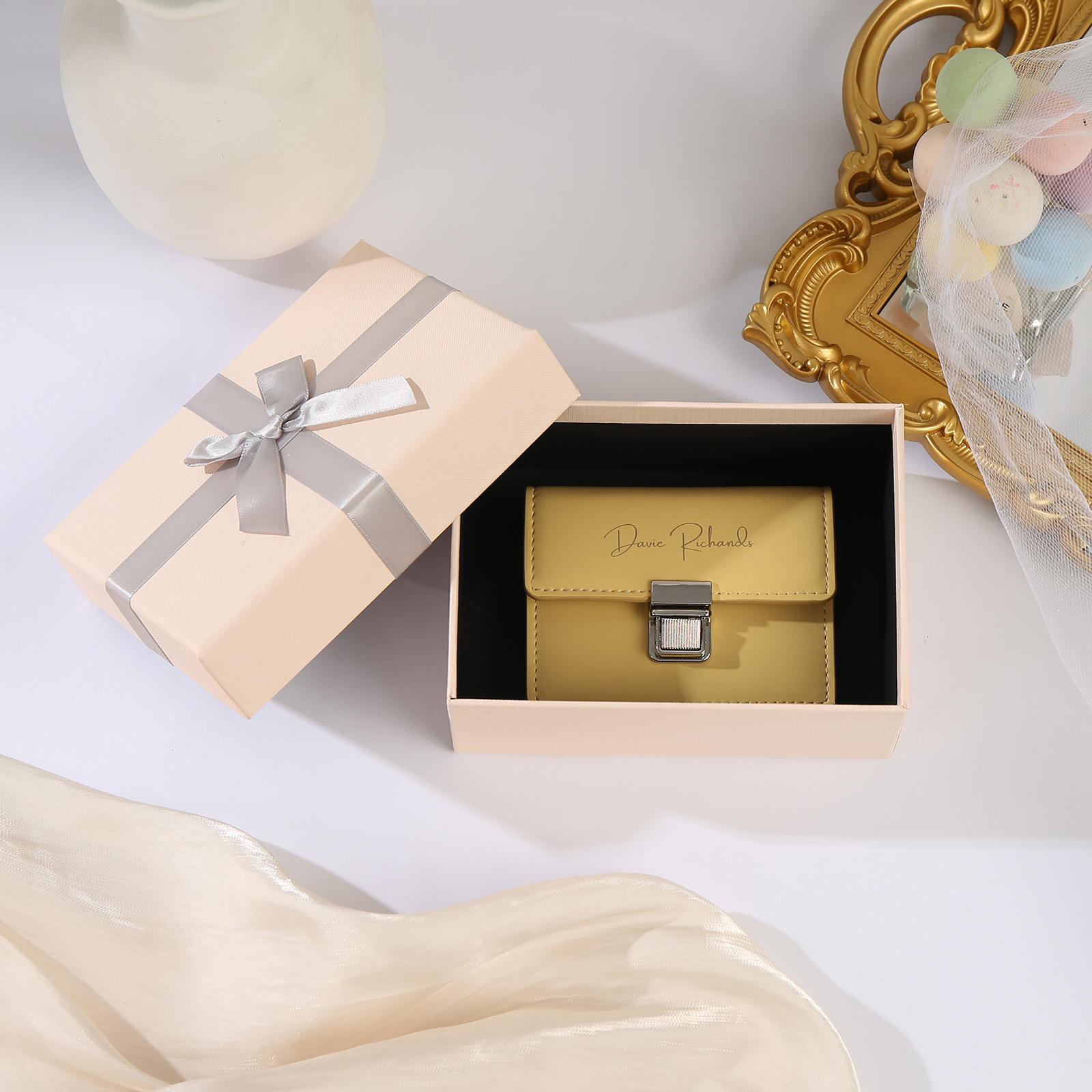 Exquisite Wallet Gift Box Light Pink Rectangle Gift Packaging