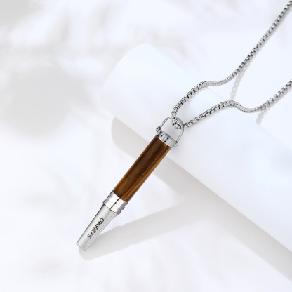 Gemstone Cylinder Breathing Necklace, Steel Tip