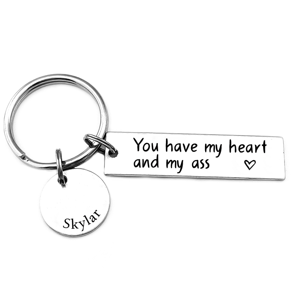 Personalized Couple Keychain Custom Name Keyring "You Have My Heart And My Ass" Valentine's Day Gifts for Couples