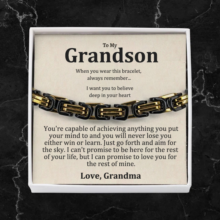 To My Grandson I'll always carry you in my heart Cuban Link Bracelet Stainless Steel Bracelet Warm Gift