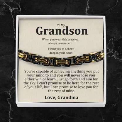 To My Grandson I'll always carry you in my heart Cuban Link Bracelet Stainless Steel Bracelet Warm Gift