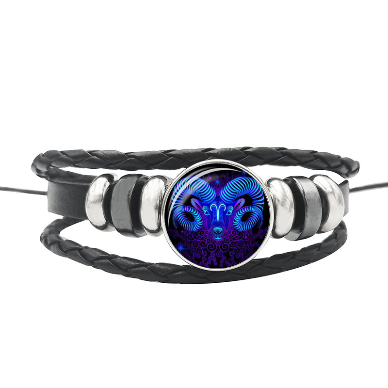 Leather Braided Bracelet Constellation Bracelet Black Multi-layered Bracelets for Family Friends