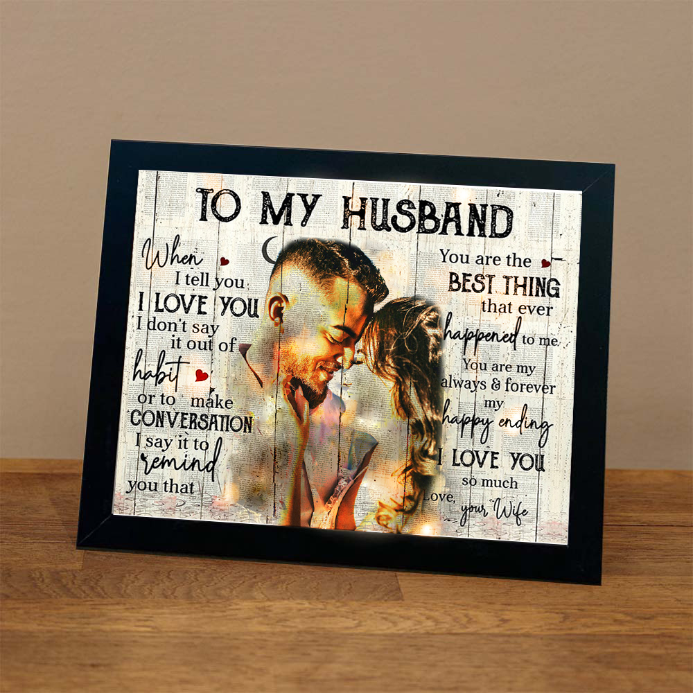 To My Husband Photo Frame Personalized LED Light Shadow Box
