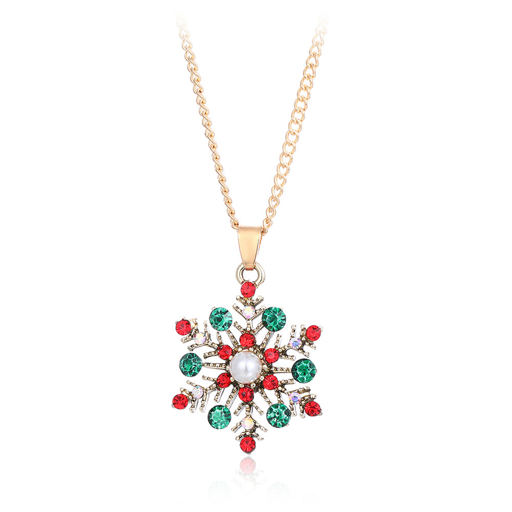 Christmas Snowflake Dangle Earrings Necklace Set Festive Holiday Gift for Women