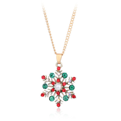 Christmas Snowflake Dangle Earrings Necklace Set Festive Holiday Gift for Women
