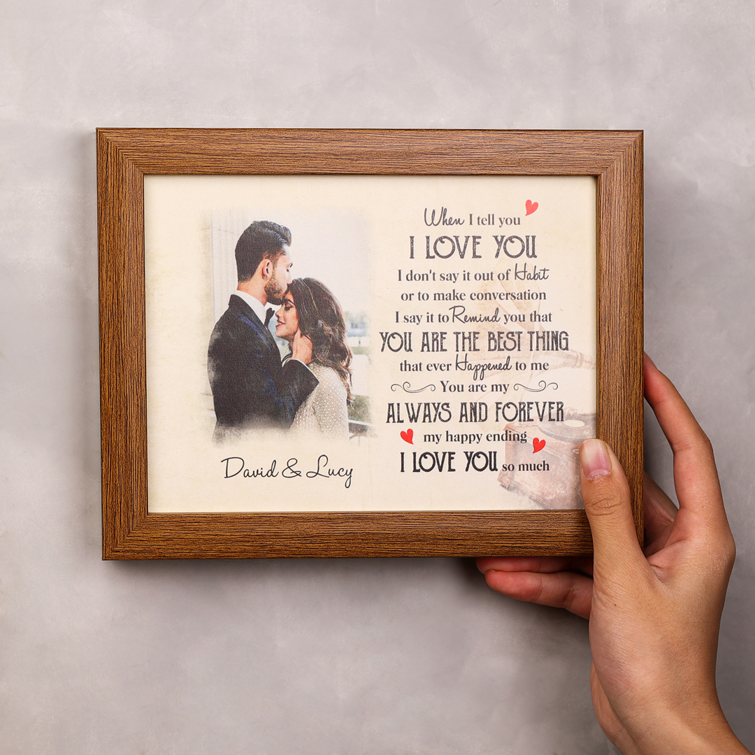 Personalized Photo Frame I Love You LED Light Shadow Box Couple Gifts