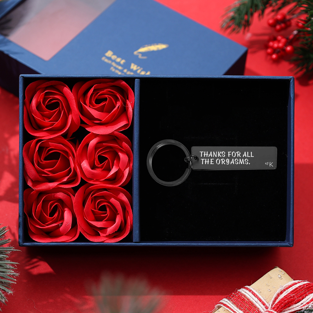 "Thanks for All The Orgasms" Love Funny Keychain Custom Initial Gift for Couple