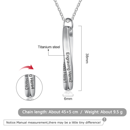 Personalized 4 Side 3D Bar Necklace Vertical Name Bar Necklace Gift