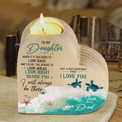 To My Daughter Wooden Heart Candle Holder "I will always be there" Gifts For Daughter
