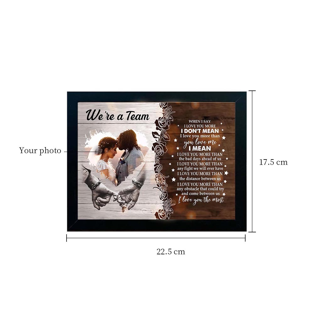 We're A Team Photo Frame for Couple Personalized LED Light Shadow Box